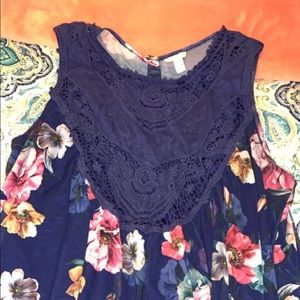 Floral babydoll sleeveless top